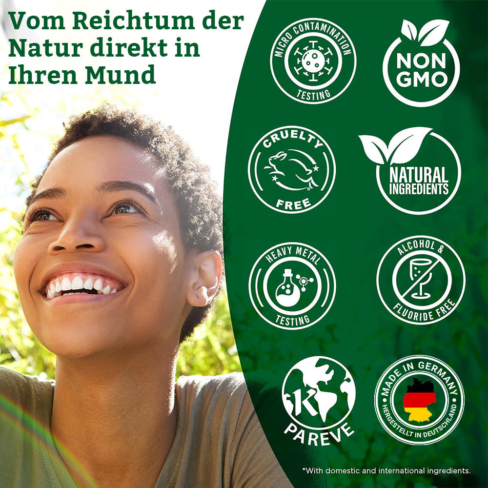 ✅ Hergestellt und versendet aus Deutschland | Ourlyard® Kokos- & Nelkenöl-Mundspülung (Repariert Zahnfleisch, behandelt Parodontitis, Mundgeruch und Mundgeschwüre)