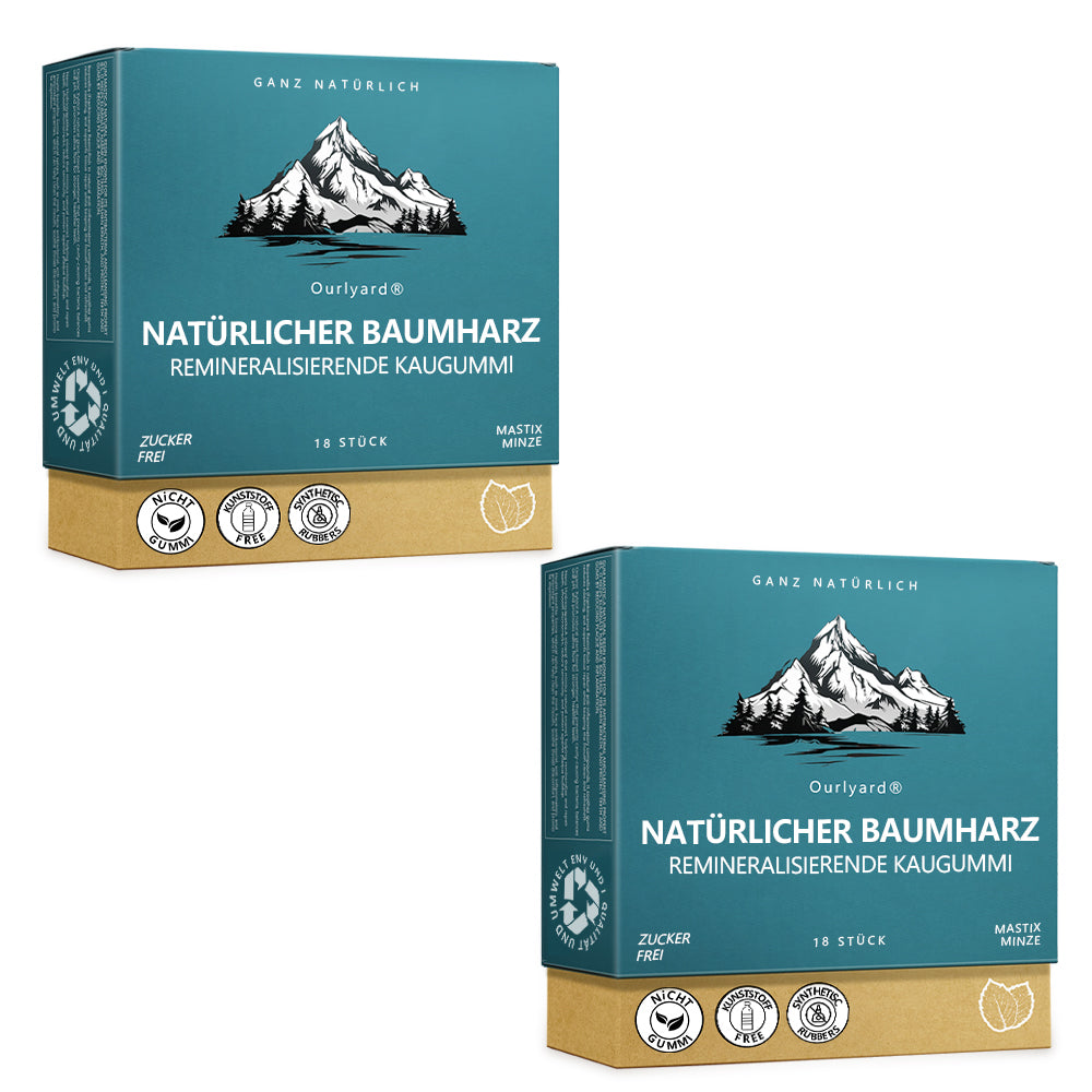 ✅ Hergestellt und versendet aus Deutschland | Ourlyard® Natürlicher Baumharz-Remineralisierungskaugummi – Zuckerfreier Xylit-Kaugummi mit Hydroxylapatit 🍀