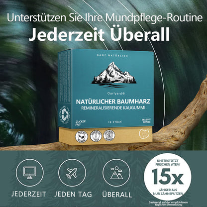 ✅ Hergestellt und versendet aus Deutschland | Ourlyard® Natürlicher Baumharz-Remineralisierungskaugummi – Zuckerfreier Xylit-Kaugummi mit Hydroxylapatit 🍀
