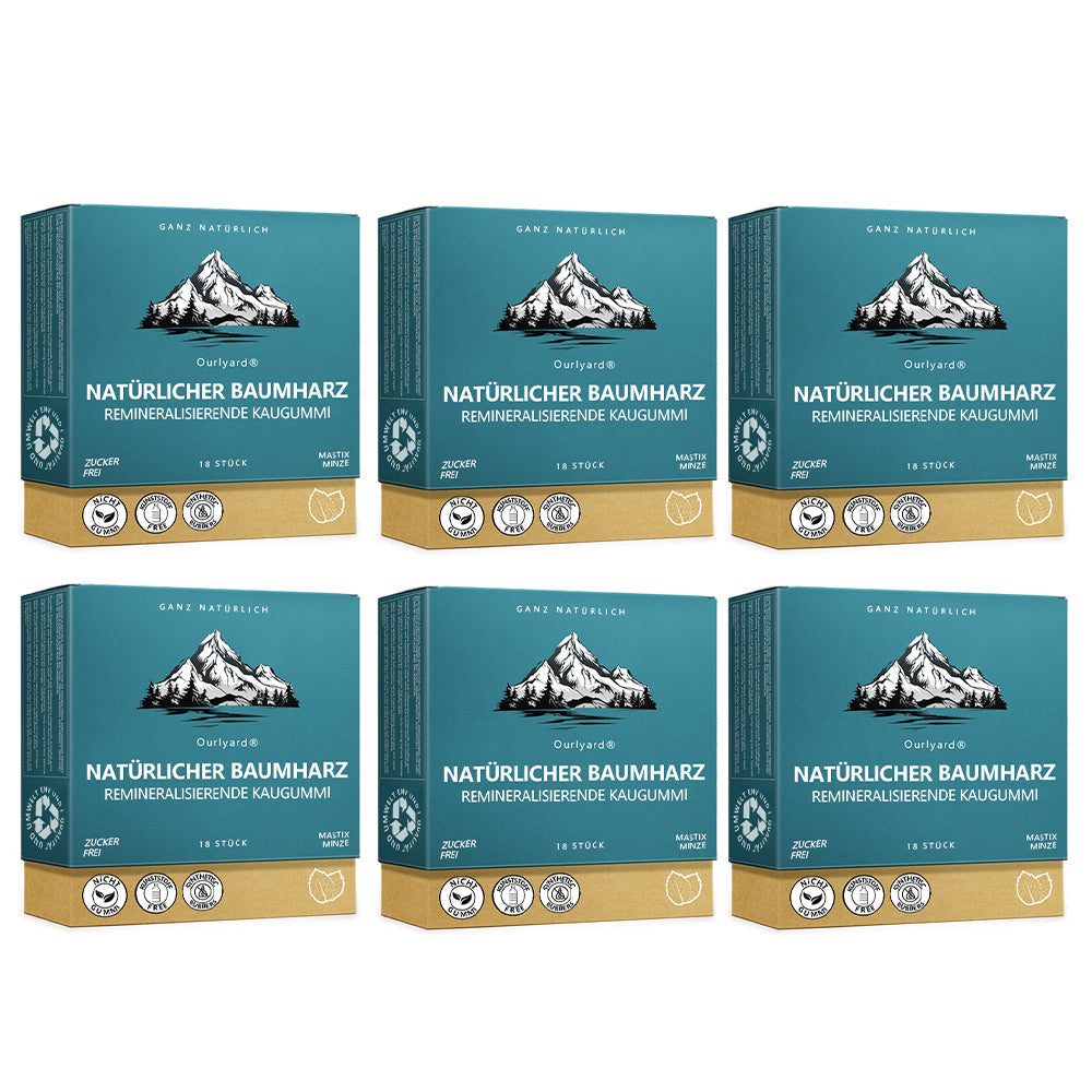 ✅ Hergestellt und versendet aus Deutschland | Ourlyard® Natürlicher Baumharz-Remineralisierungskaugummi – Zuckerfreier Xylit-Kaugummi mit Hydroxylapatit 🍀
