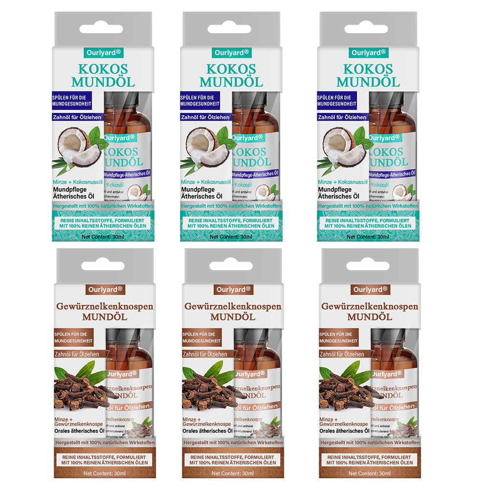 ✅ Hergestellt und versendet aus Deutschland | Ourlyard® Kokos- & Nelkenöl-Mundspülung (Repariert Zahnfleisch, behandelt Parodontitis, Mundgeruch und Mundgeschwüre)
