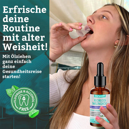 ✅ Hergestellt und versendet aus Deutschland | Ourlyard® Kokos- & Nelkenöl-Mundspülung (Repariert Zahnfleisch, behandelt Parodontitis, Mundgeruch und Mundgeschwüre)